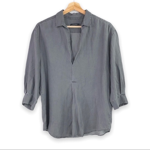ZARA Woman Premium Denim Collection - Grey Oversized Long Sleeve - Small - Picture 1 of 8